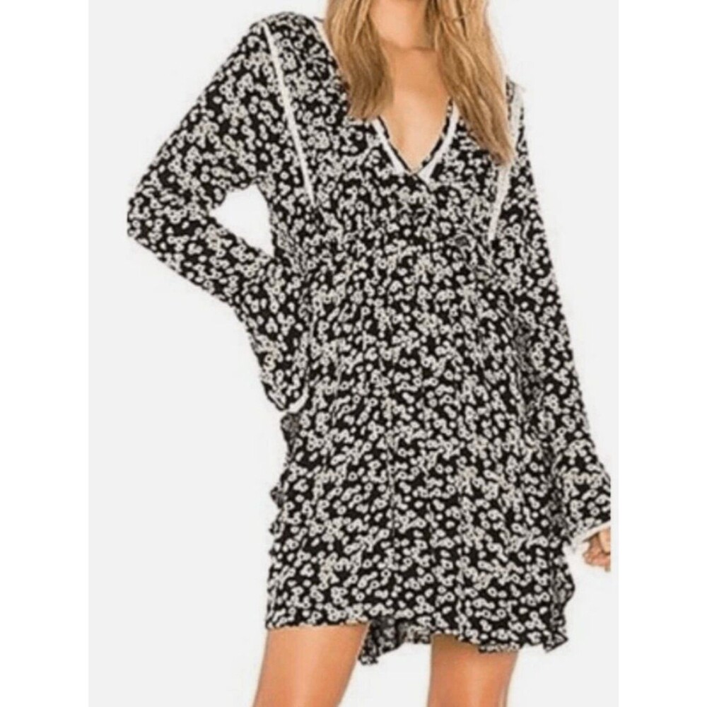 Free People babydoll tunic floral dress Womens Size Large Boho Oversized Fall